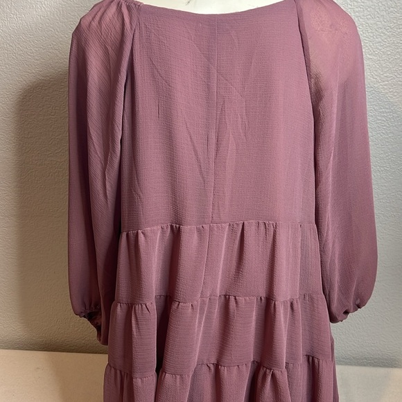 Andrée by Unit Tiered Babydoll Dress – Mauve, Size Large - Picture 8 of 9